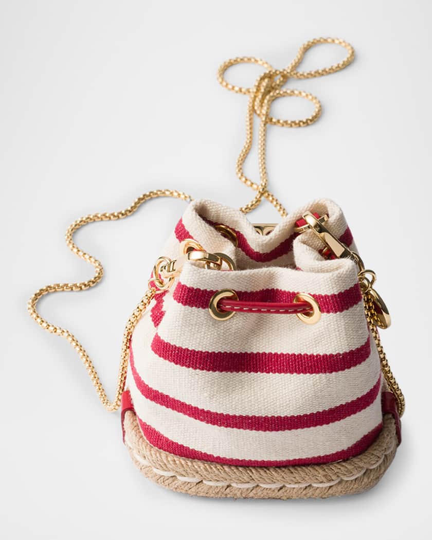 Stripe Fabric Mini-Pouch Crossbody Bag