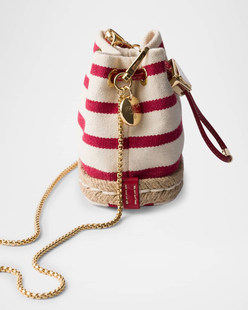 Stripe Fabric Mini-Pouch Crossbody Bag