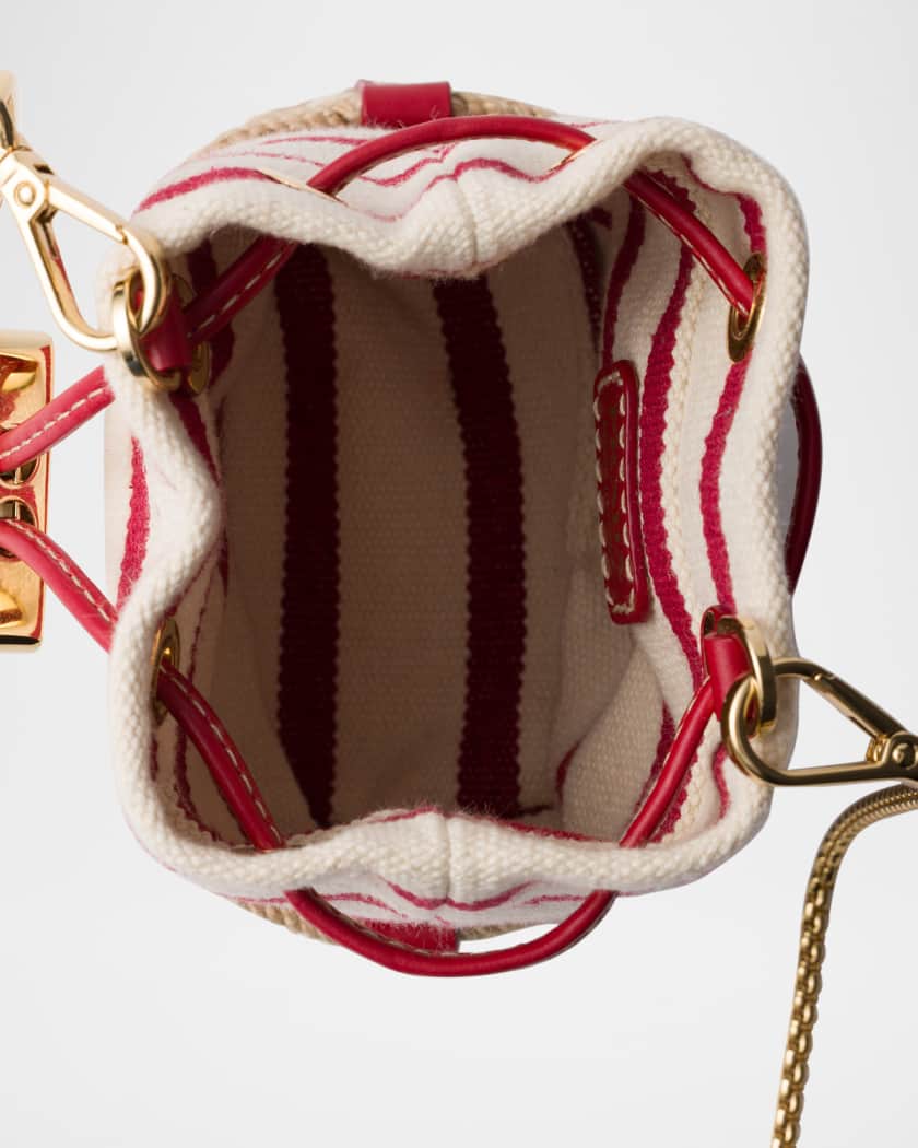 Stripe Fabric Mini-Pouch Crossbody Bag