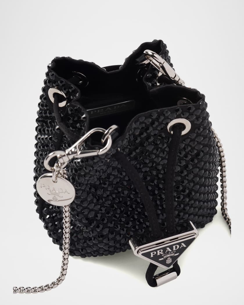 Mini Drawstring Crystal Bucket Bag