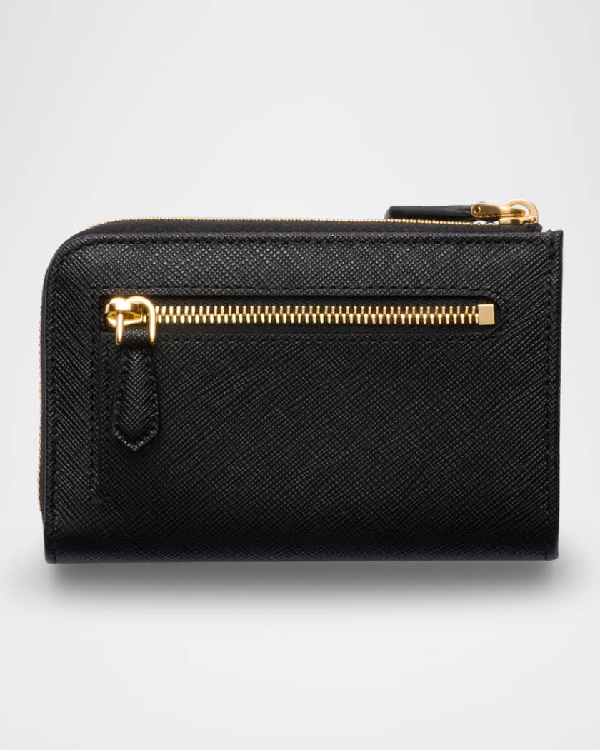 Prada Triangle Logo Saffiano Leather Zip Card Case | Neiman Marcus