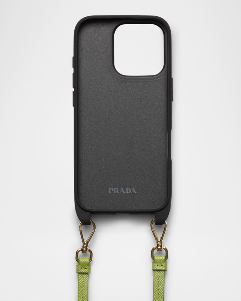 Prada iPhone 16 Pro Saffiano Leather Case with Shoulder Strap