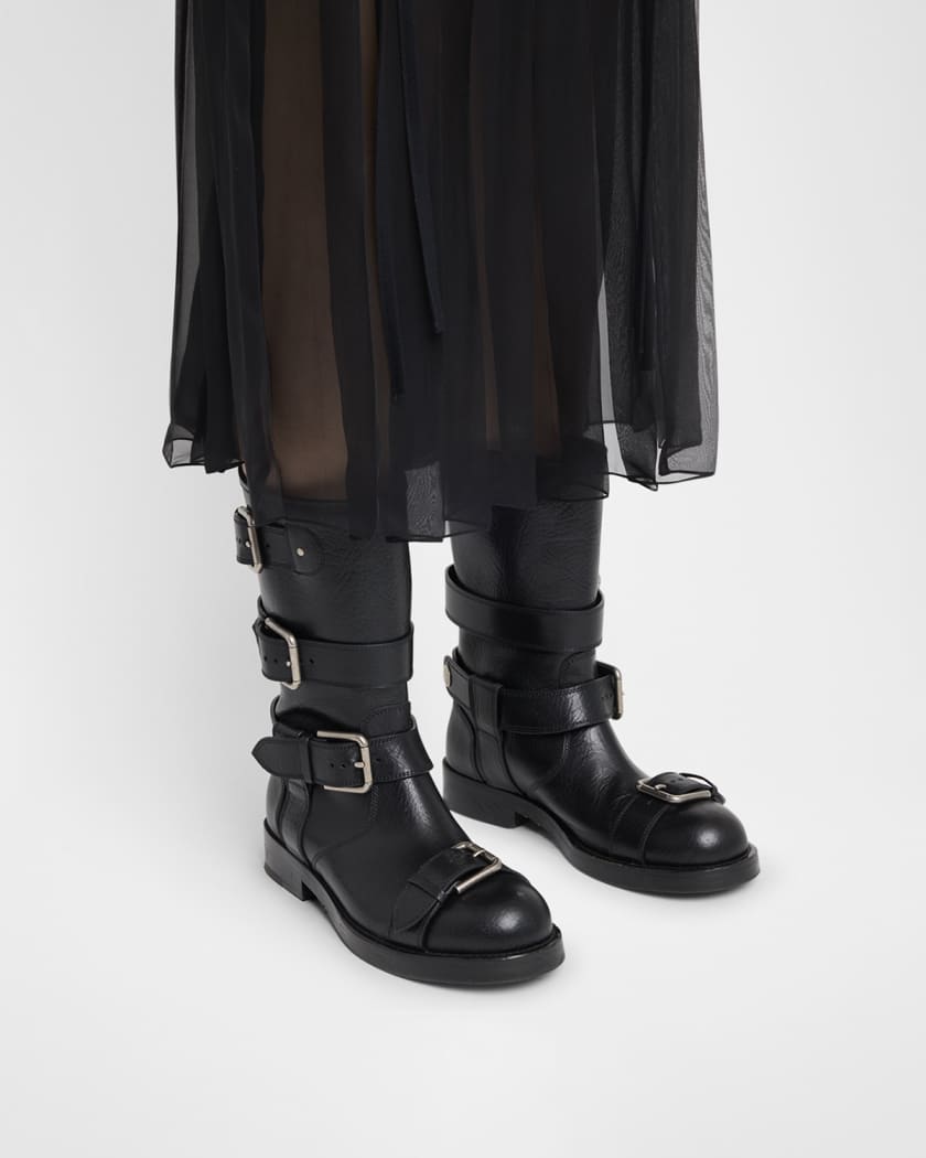 Leather Buckle Over-The-Knee Boots