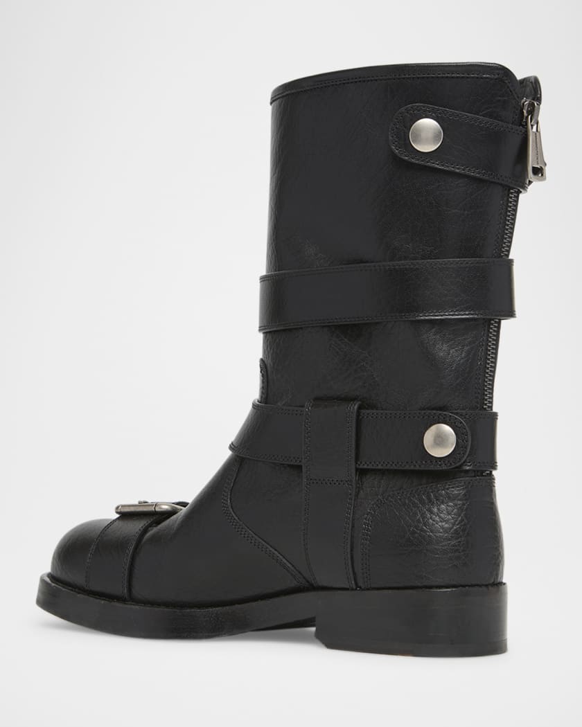 Leather Buckle Over-The-Knee Boots