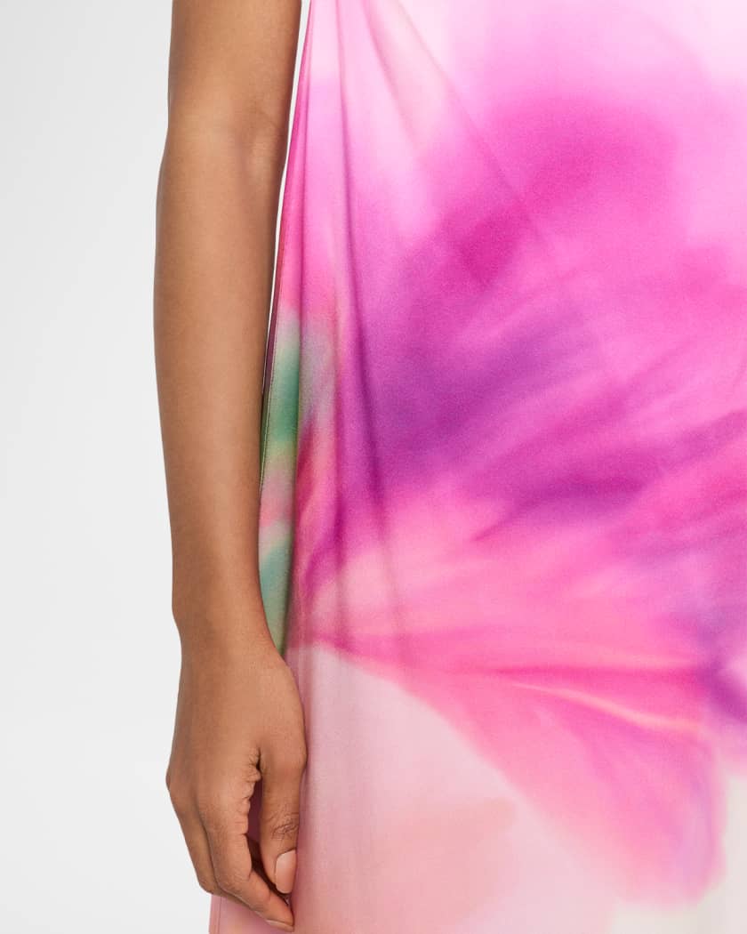Dahlia Blossom Strapless Silk Maxi Dress