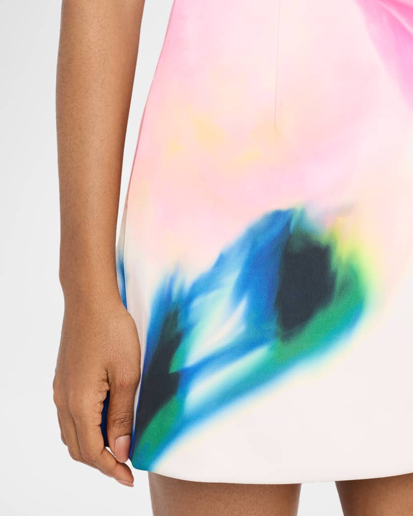 Dahlia Blossom Cap-Sleeve Mini Dress