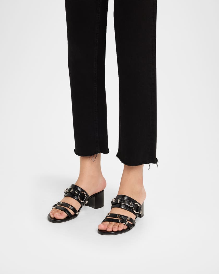 City Leather Block-Heel Sandals