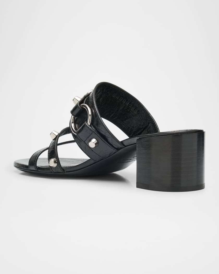 City Leather Block-Heel Sandals