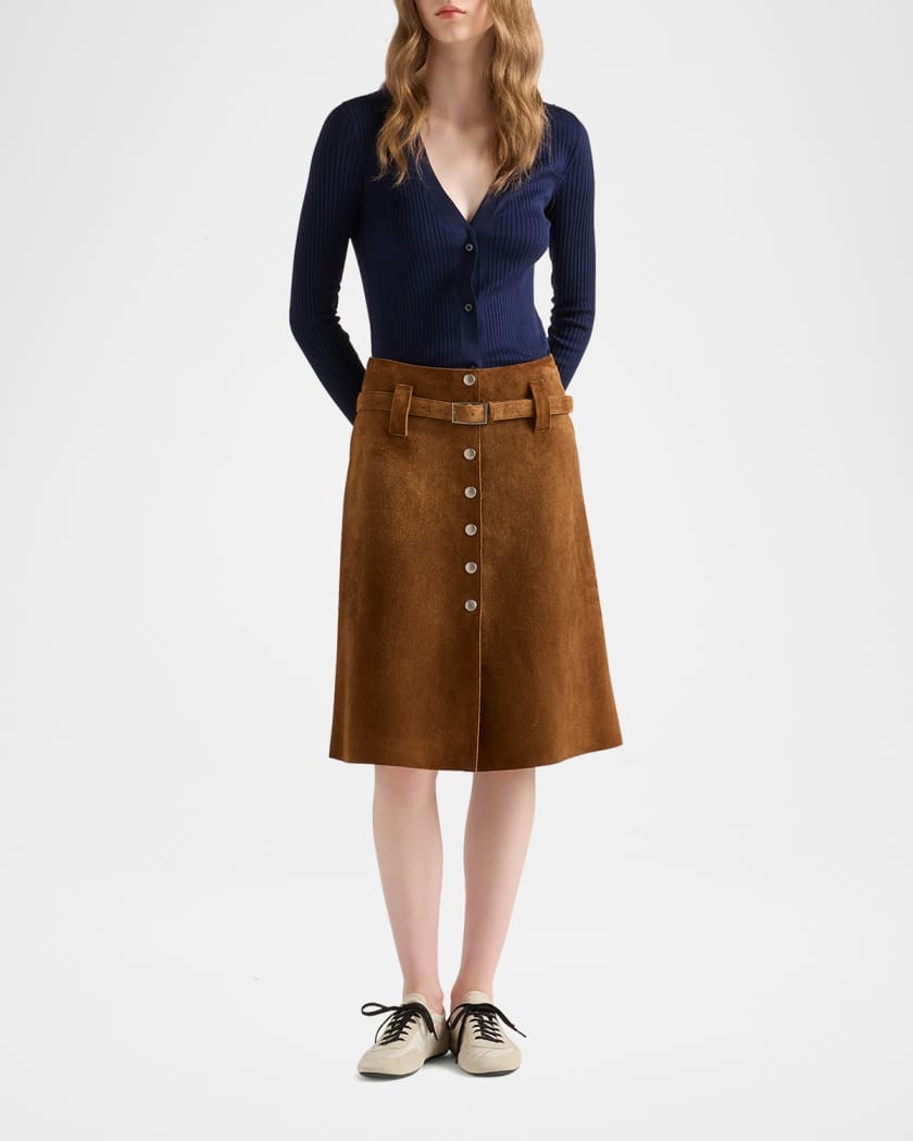 Fitted Long-Sleeve Ribbed Cardigan | Neiman Marcus