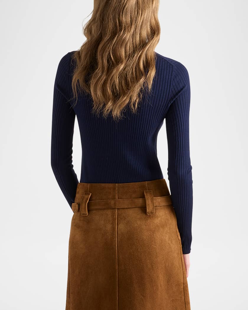 Fitted Long-Sleeve Ribbed Cardigan | Neiman Marcus