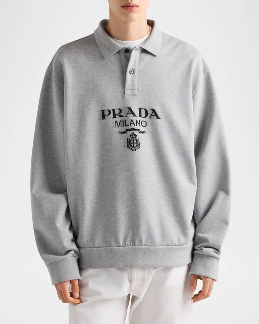 Prada Men's Crest Logo Sweatshirt | Neiman Marcus