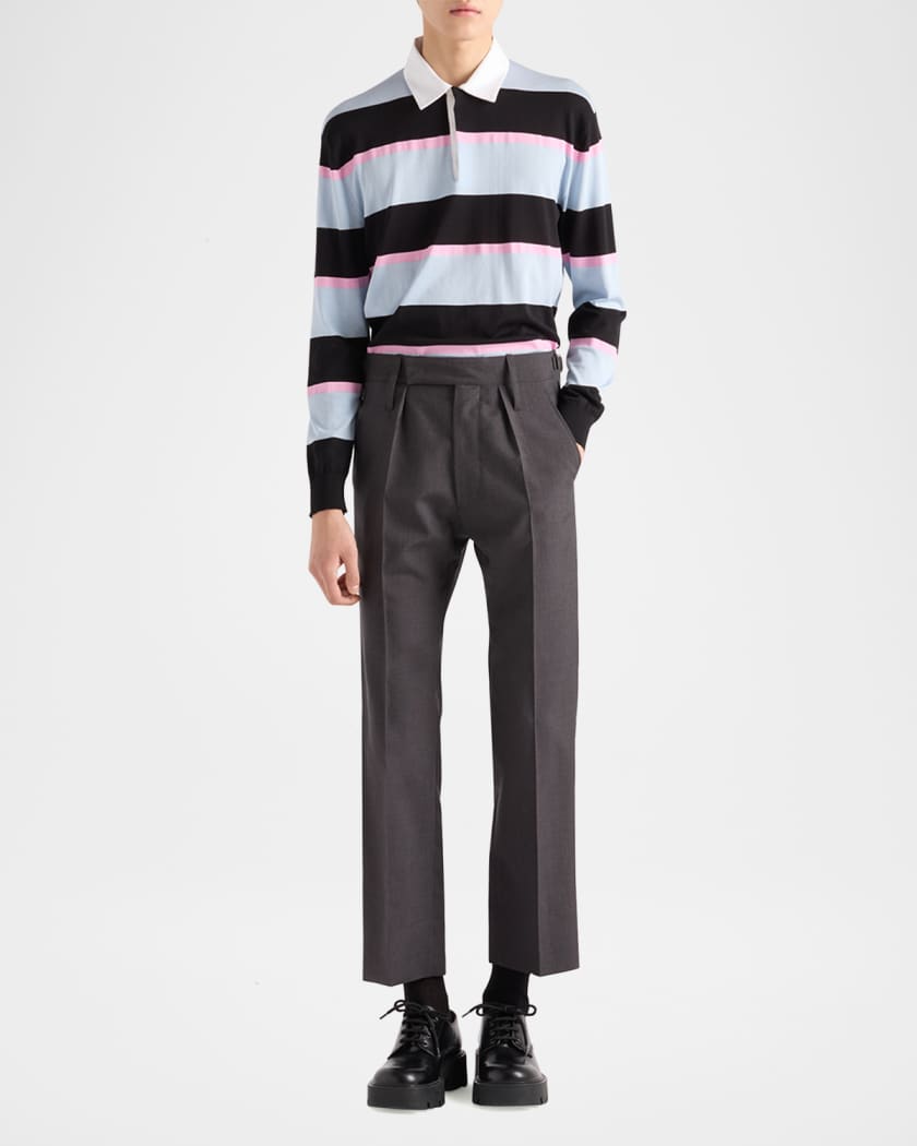 人気メーカー・ブランド Men's Prada Cotton-Silk Marcus Neiman | Shirt Polo Striped トップス