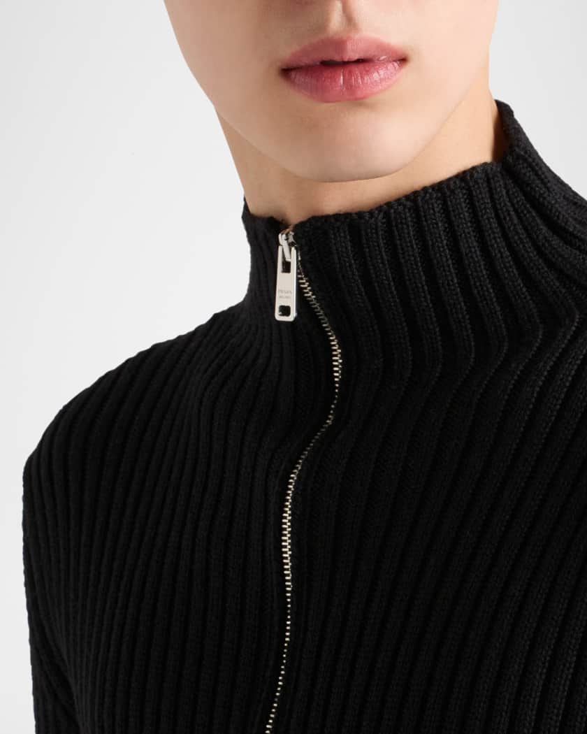 Prada Men's Ribbed Zip Sweater | Neiman Marcus