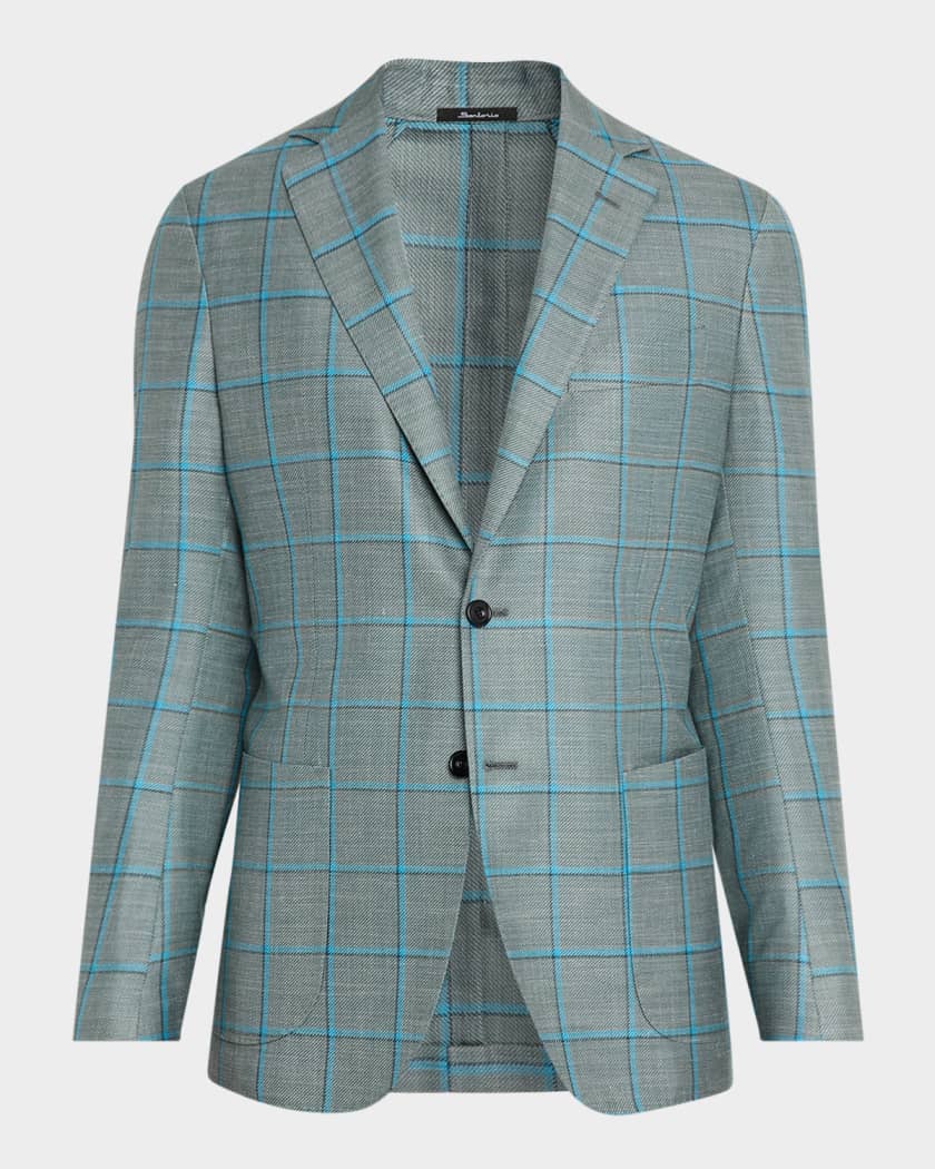 VERRI Check Windowpane Wool Tex Coat　. Sartorio Men's Wool and Silk Windowpane Check Sport Coat | Neiman
