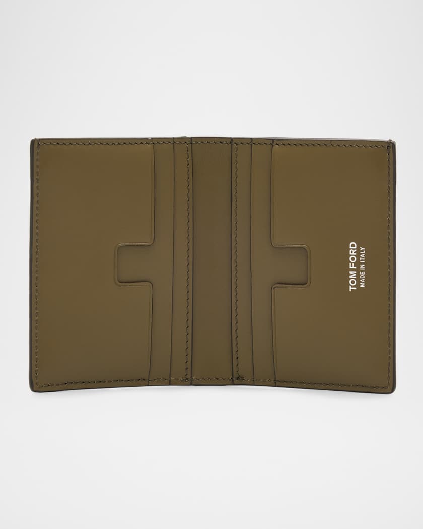 【TOM FORD】 T Line leather bifold wallet TOM FORD Men's T Line Printed Leather Bifold Card Holder