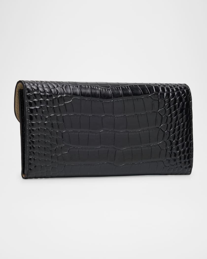 Toteme T-Lock Croco-Embossed Leather Wallet | Neiman Marcus