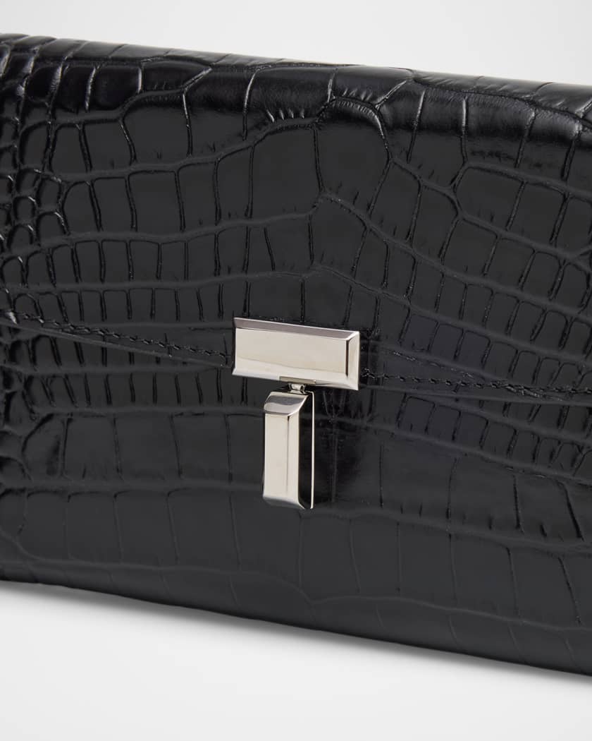 Toteme T-Lock Croco-Embossed Leather Wallet | Neiman Marcus