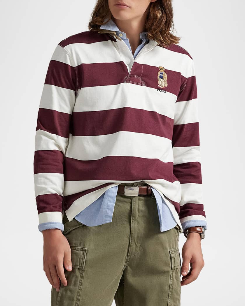 Men's Classic-Fit Polo Bear Stripe Rugby Shirt