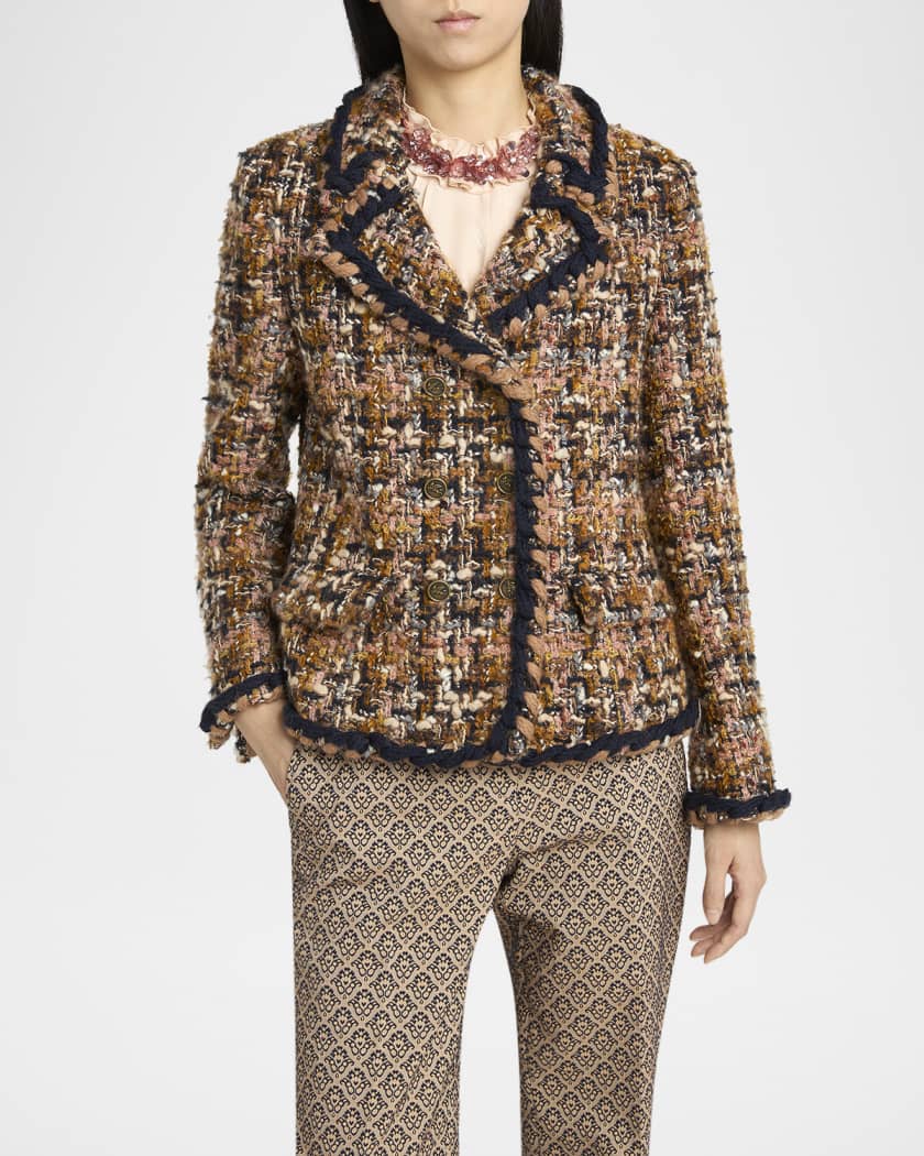Metallic Tweed Double-Breasted Jacket