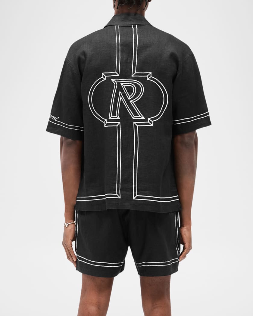 Men's Border Cotton Short-Sleeve Shirt