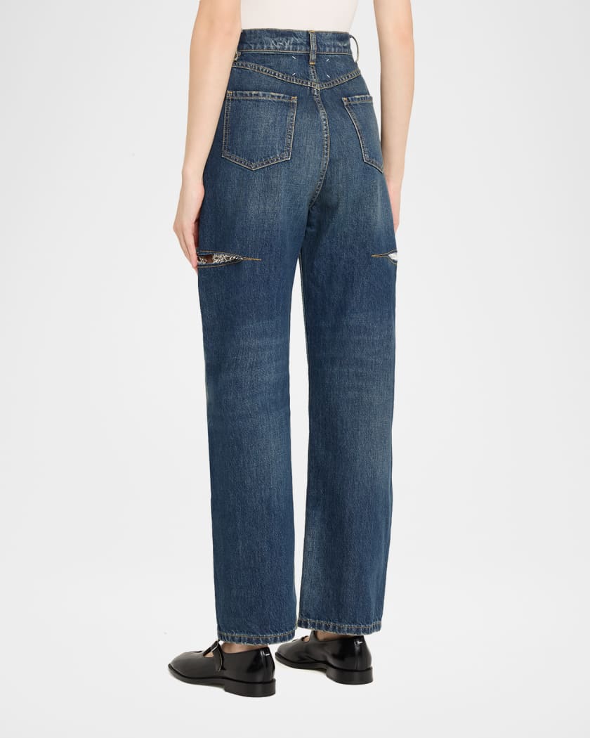 Maison Margiela Slash Slit Barrel-Leg Jeans | Neiman Marcus