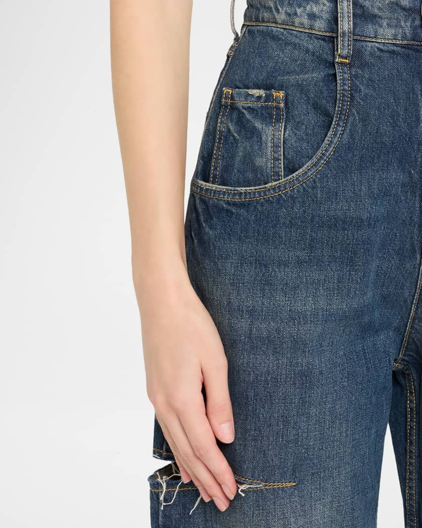 Maison Margiela Slash Slit Barrel-Leg Jeans | Neiman Marcus