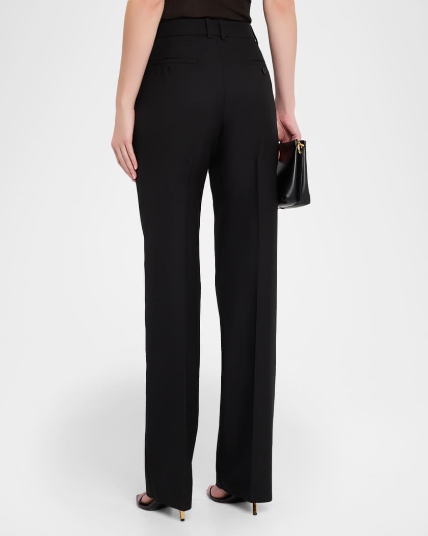 【送料&関税込】Saint Laurent Certified Wool Trousers With W Saint Laurent - Tuxedo Straight Black Wool Pant