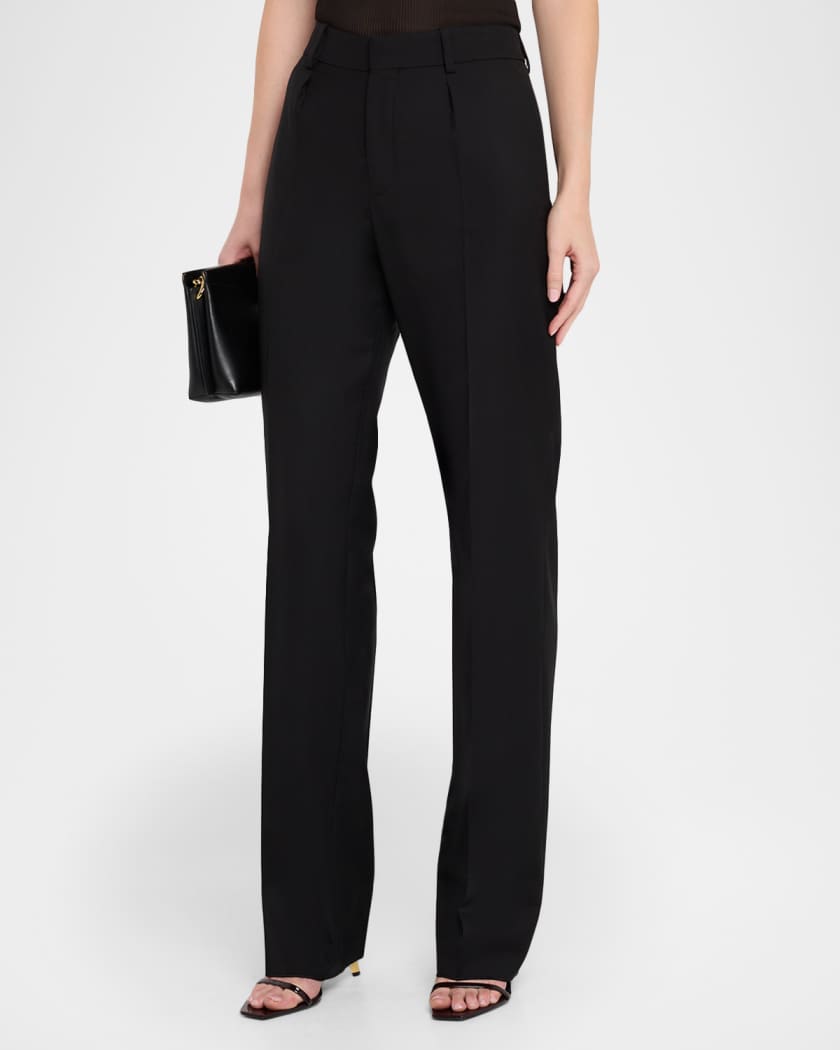 【関税込み】SAINT LAURENT WOOL TROUSERS Saint Laurent Wool Straight-Leg Suiting Trousers | Neiman Marcus