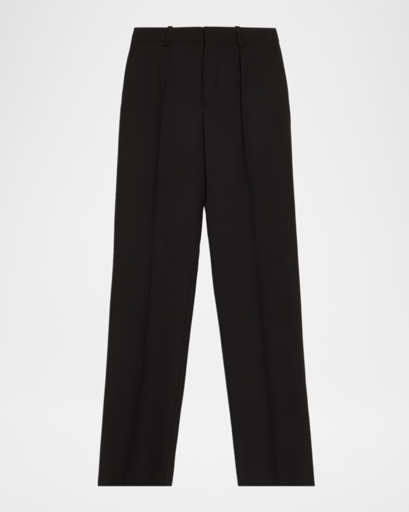 Saint Laurent Wool Straight-Leg Suiting Trousers | Neiman Marcus