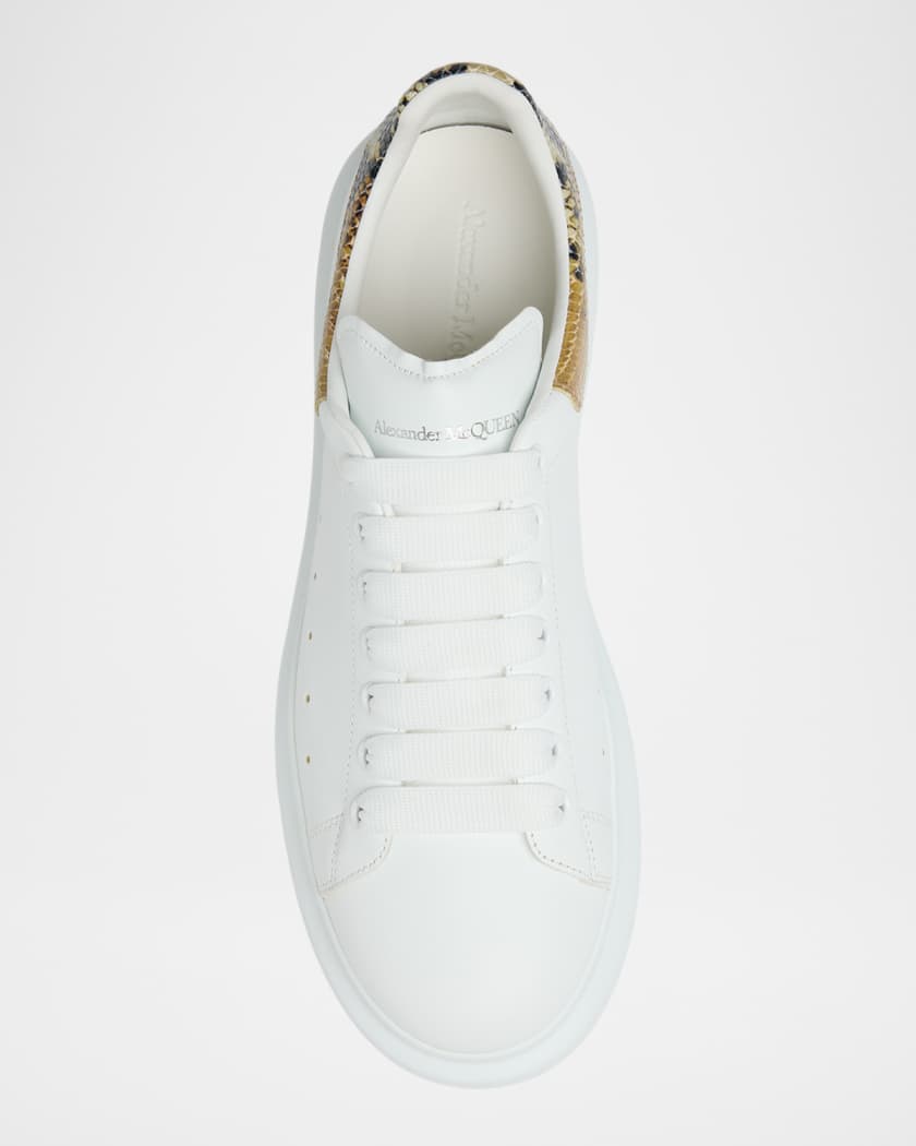 Men's Oversized Leather and Snake-Effect Low-Top Sneakers