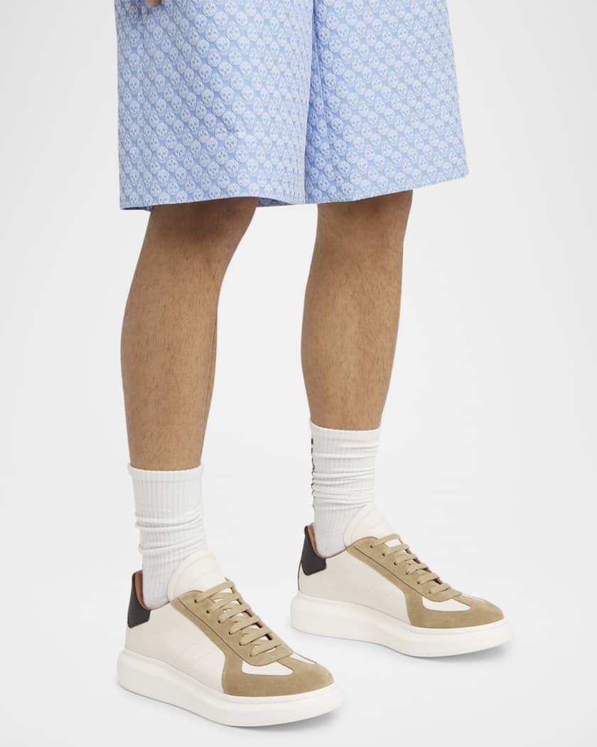 Men's Oversized Leather and Suede T-Toe Sneakers