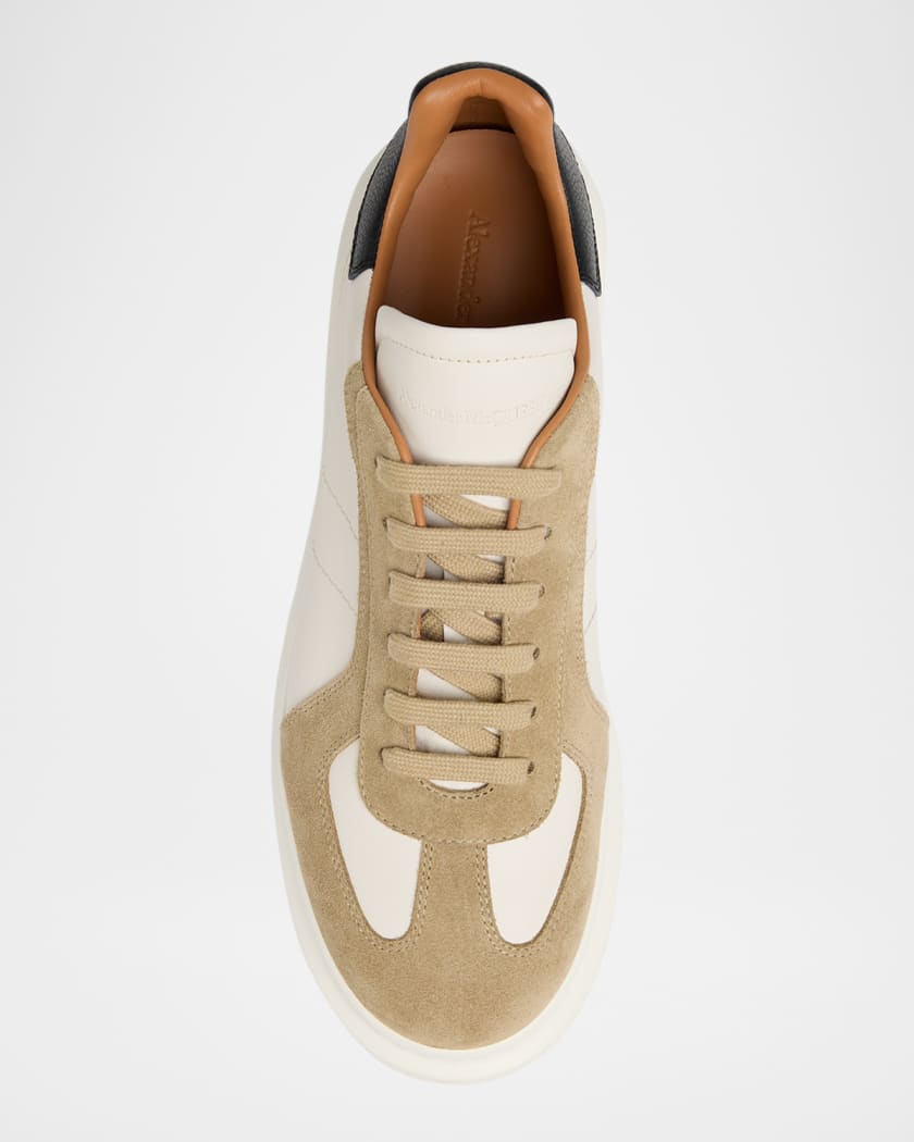 Men's Oversized Leather and Suede T-Toe Sneakers