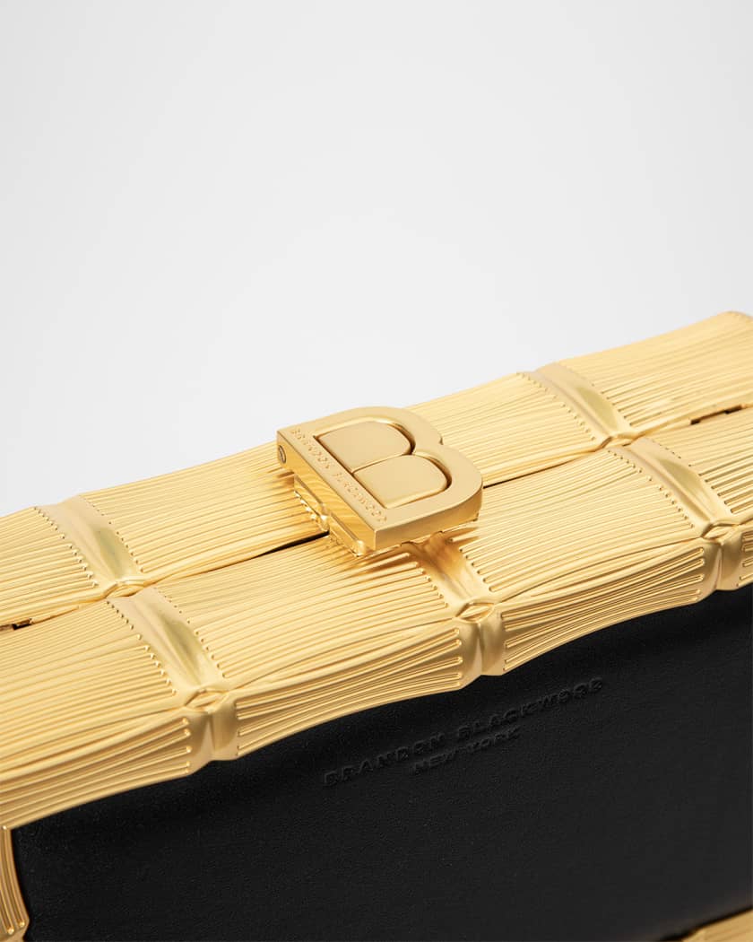 Bamboo Brass & Leather Clutch Bag