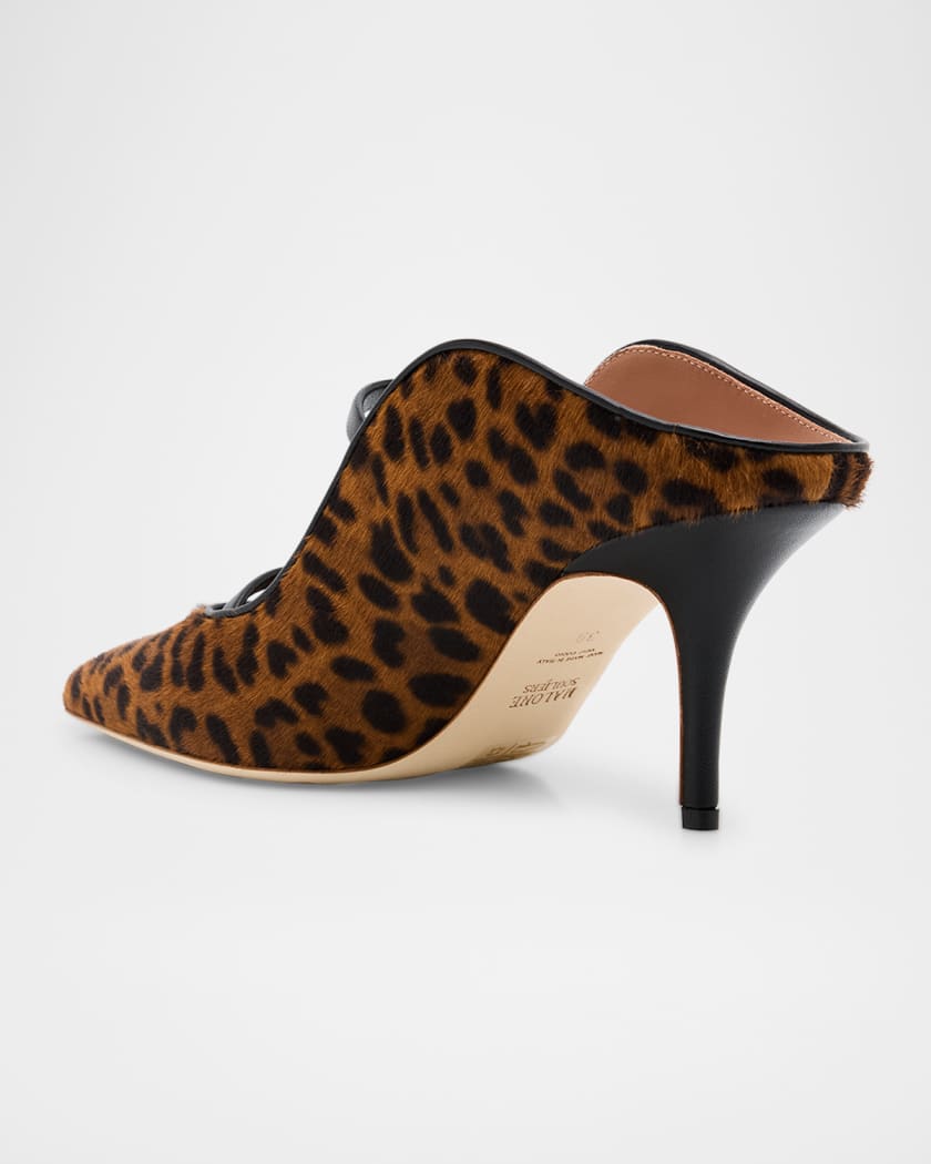 Gala Leopard-Printed Calf Hair Mule Pumps