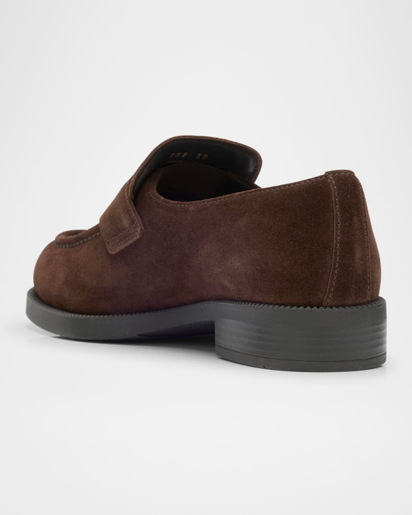 Suede Triangle Logo Loafers
