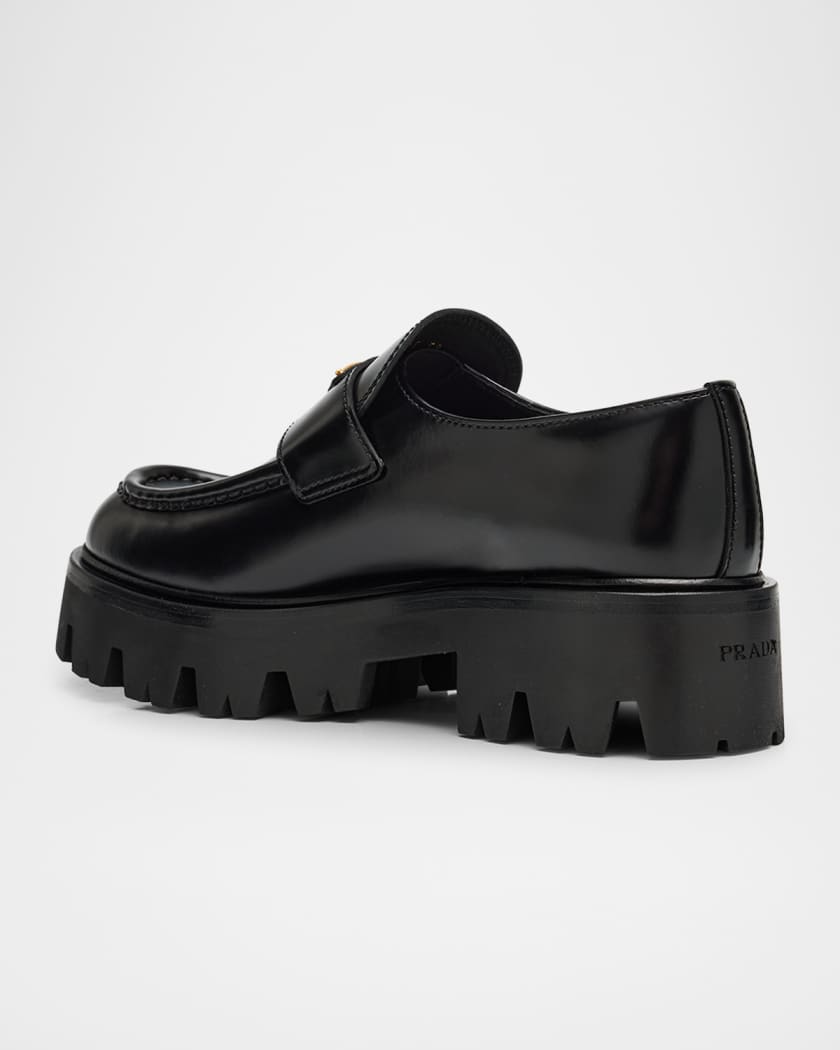 Platform Leather Triangle Logo Loafers