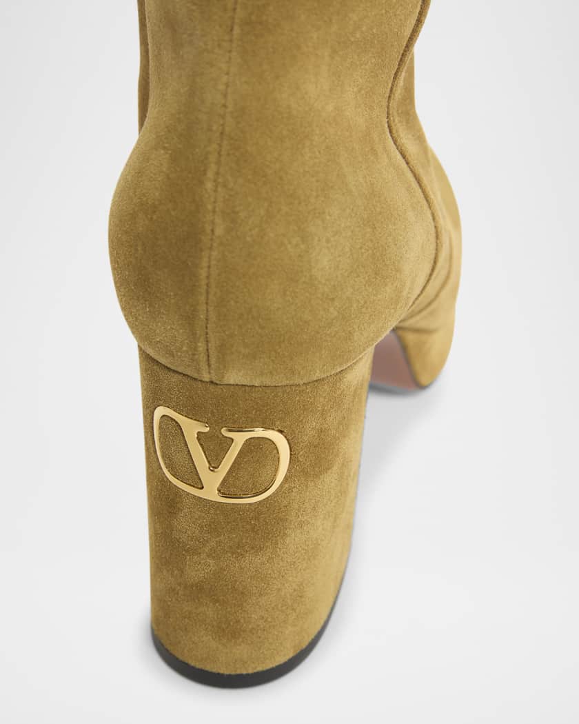 90mm VLogo Suede Platform Ankle Boots 