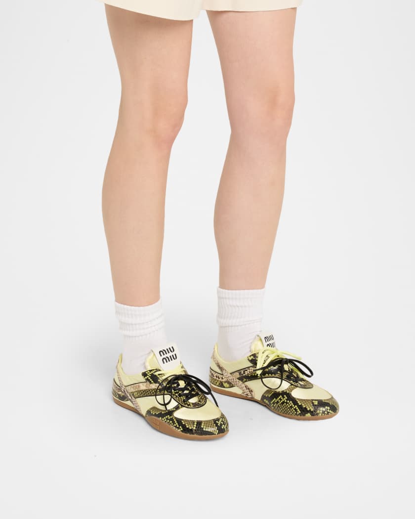 Gymnasium Technical Fabric and Python Low-Top Sneakers