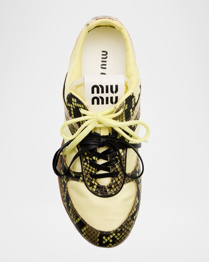 Gymnasium Technical Fabric and Python Low-Top Sneakers