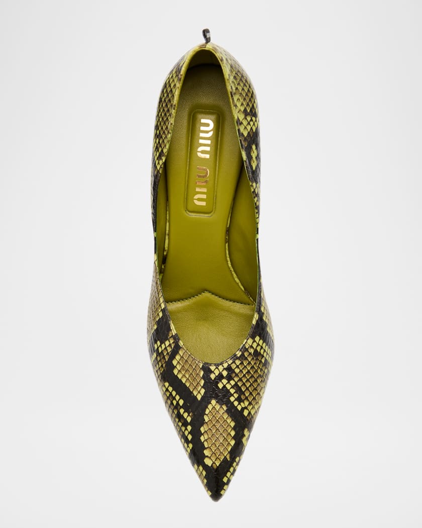 Miu Miu Python-Printed Leather Pumps | Neiman Marcus
