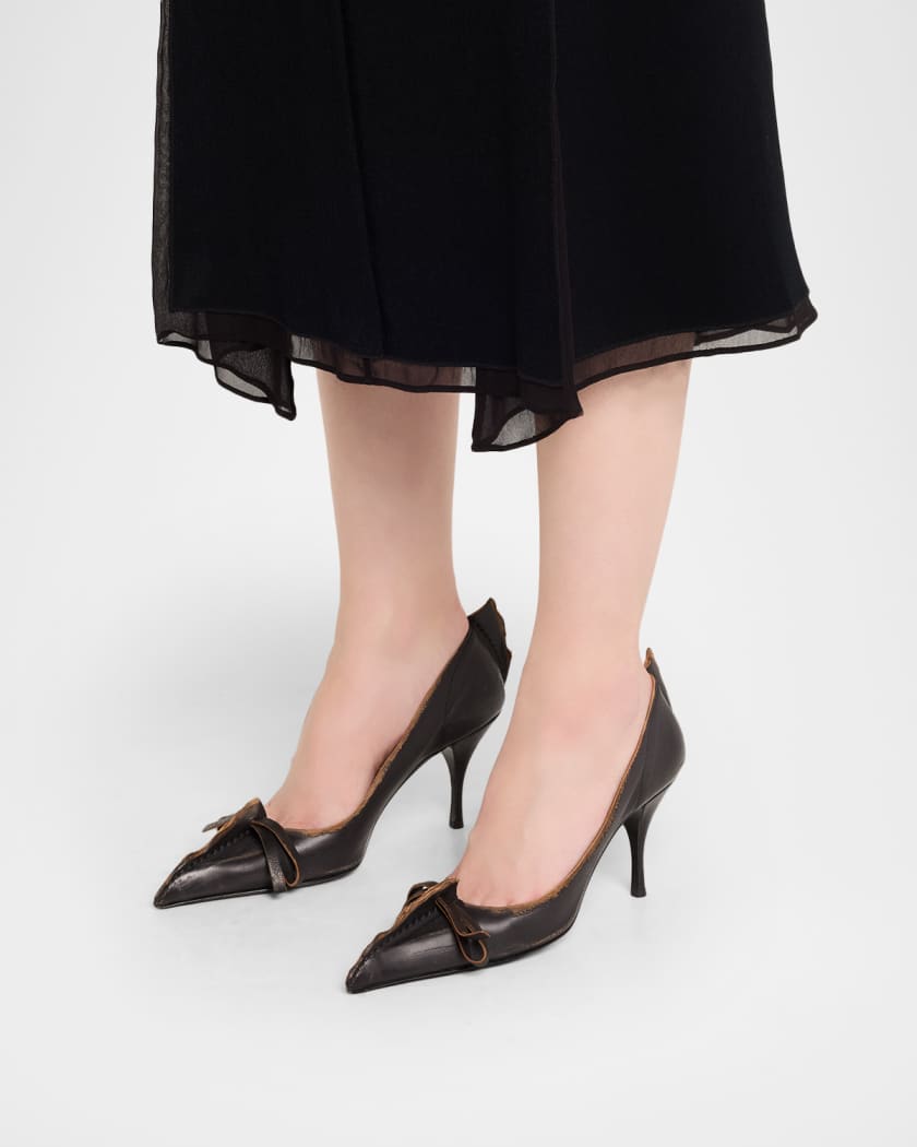 Leather Bow Pumps