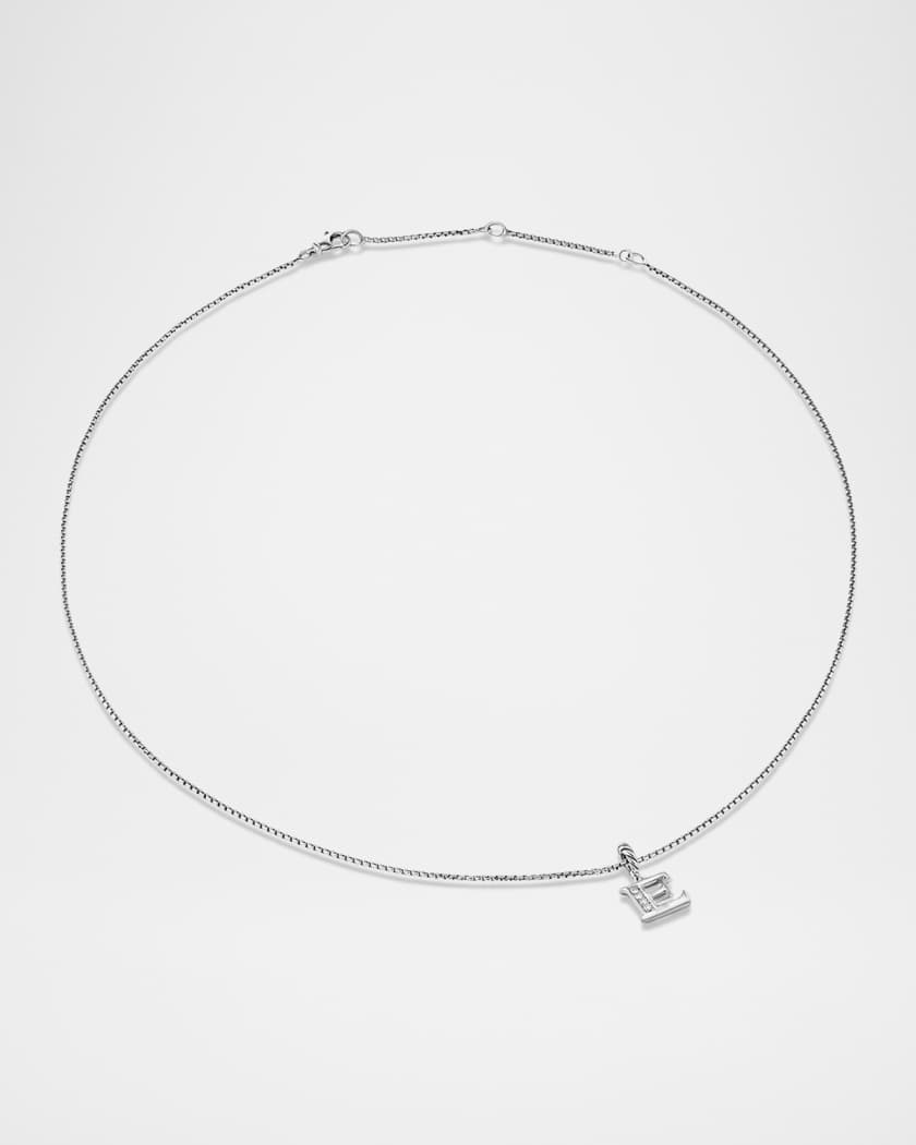 Pave Initial Pendant Necklace with Diamonds in Silver