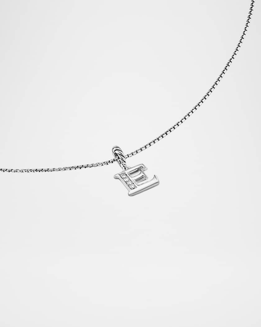 Pave Initial Pendant Necklace with Diamonds in Silver