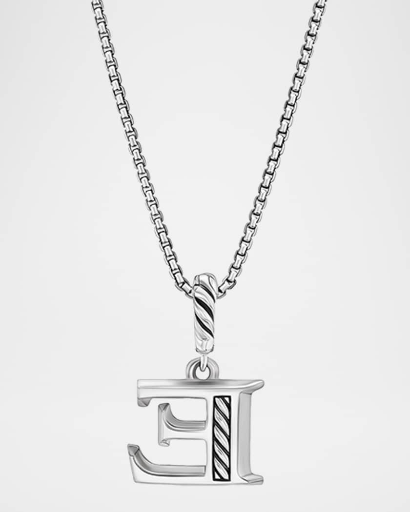 Pave Initial Pendant Necklace with Diamonds in Silver