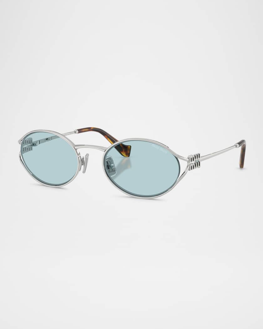 Miu Miu MU 52YS Metal Oval Sunglasses | Neiman Marcus