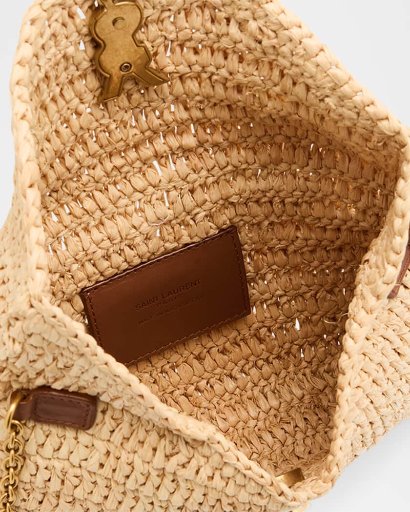 Envelope Flap YSL Pouch Bag in Raffia