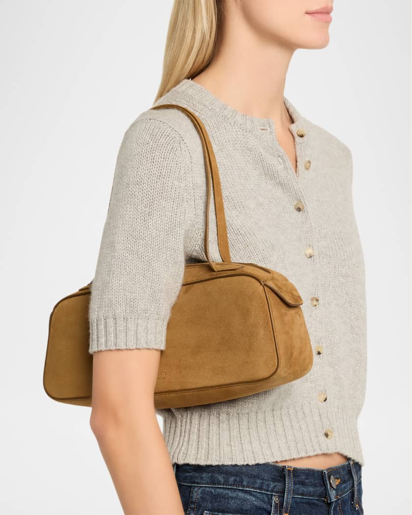 Khaite Simona Zip Suede Shoulder Bag | Neiman Marcus