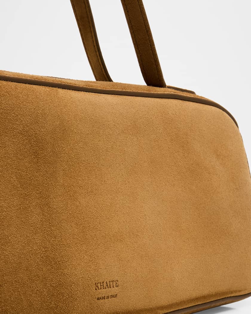 Khaite Simona Zip Suede Shoulder Bag | Neiman Marcus
