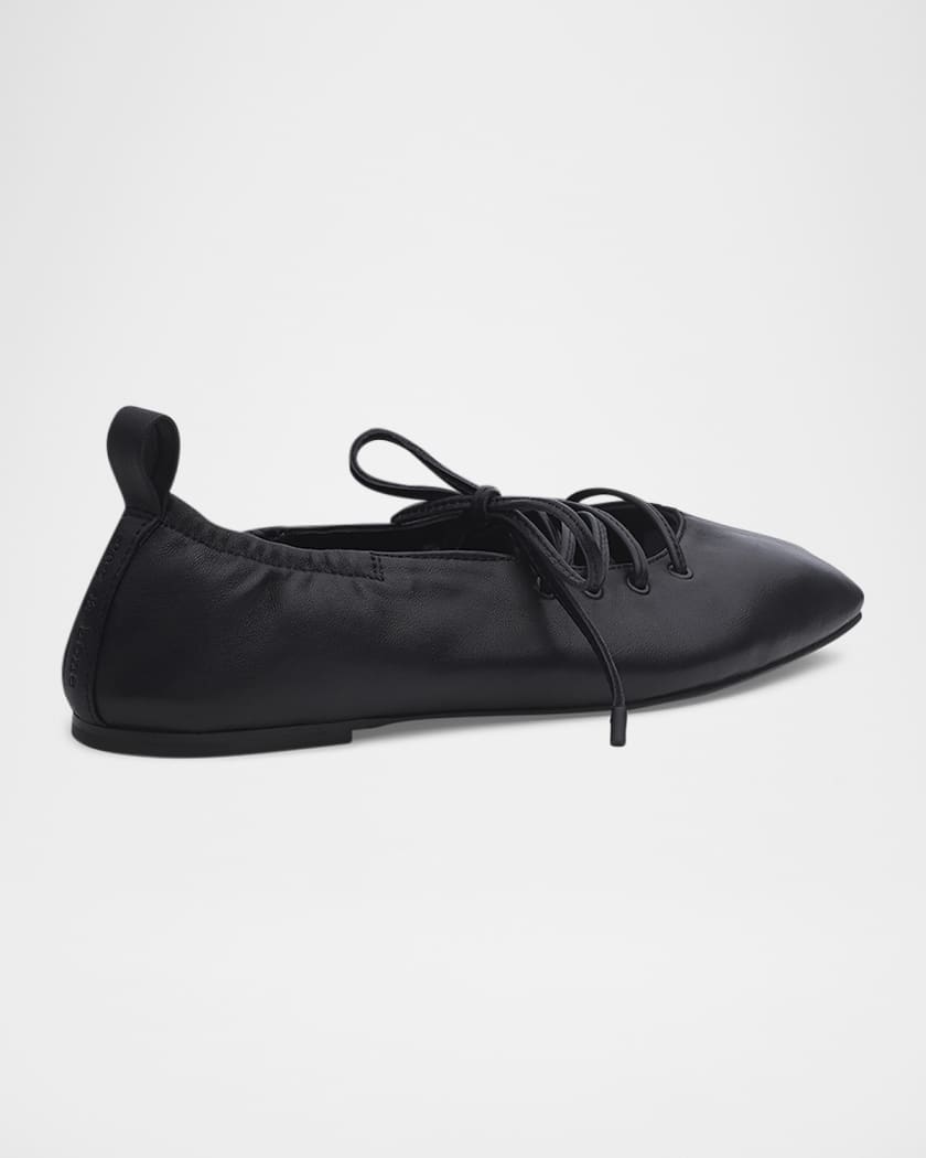 Sophia Lace-Up Leather Ballerina Flats