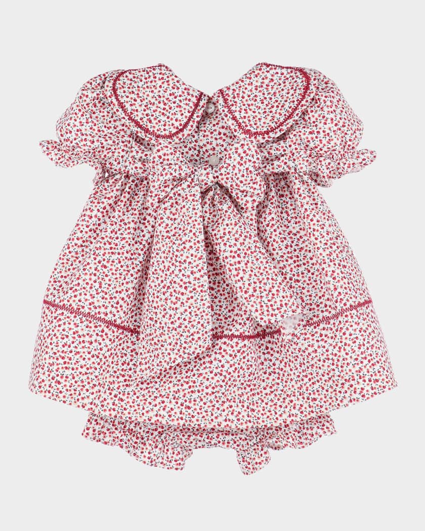 Girl's Petal Collar Dress with Bloomers, Size 12M-3